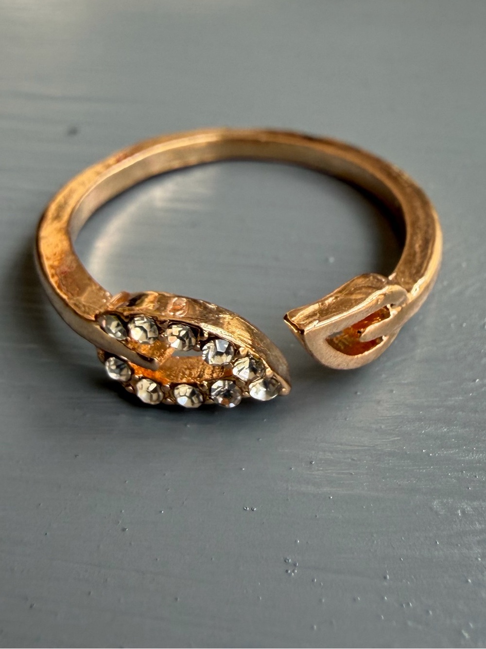 Rhinestone Accent Rose Gold Women's Ring Size 7
